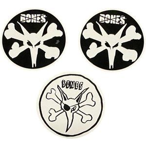 BONES Wheels Rat Bones Circle Blk/Blk/Wht - Pack of [3] - Skateboard Stickers